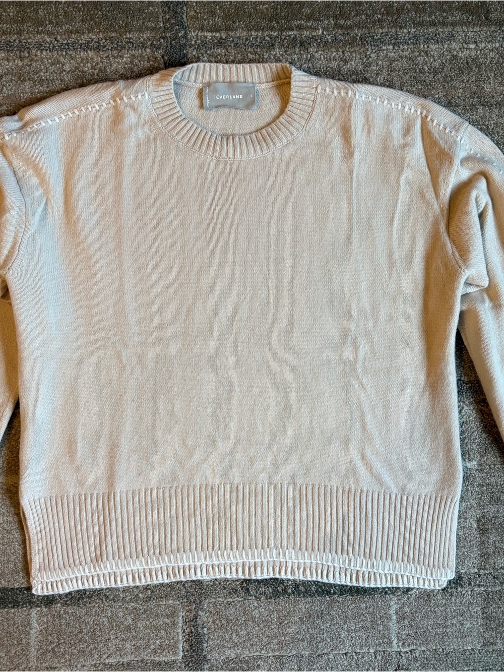 Everlane Cream 100% Wool Crewneck Sweater Women’s Small White Stitching